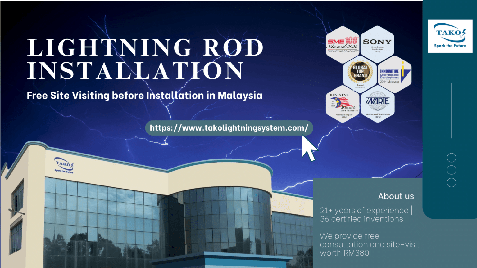 Site Light Rods TAKO since 1979: Free Site Visit before SMI/SME Lighting Rod Installation