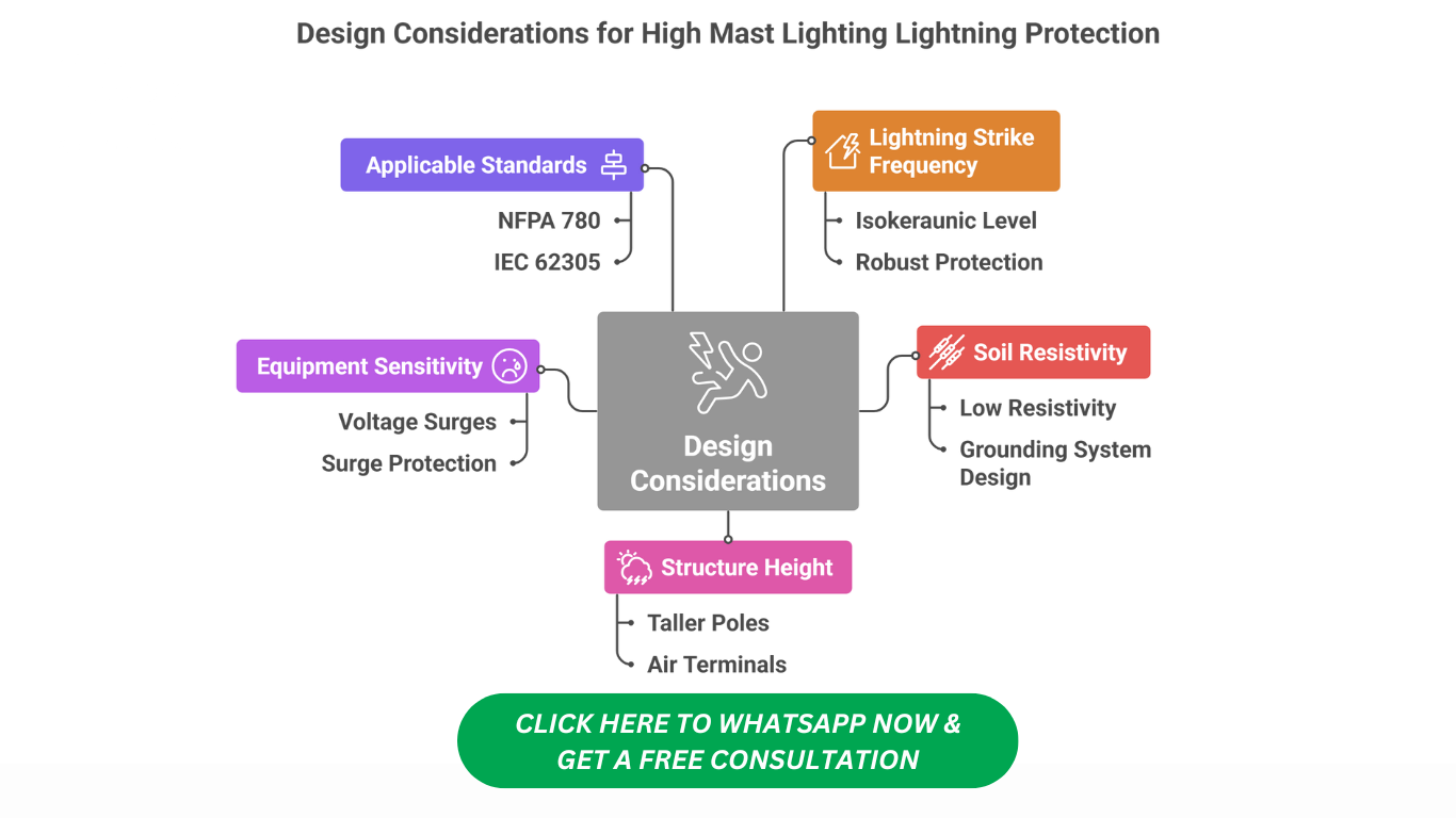high mast lightning protection