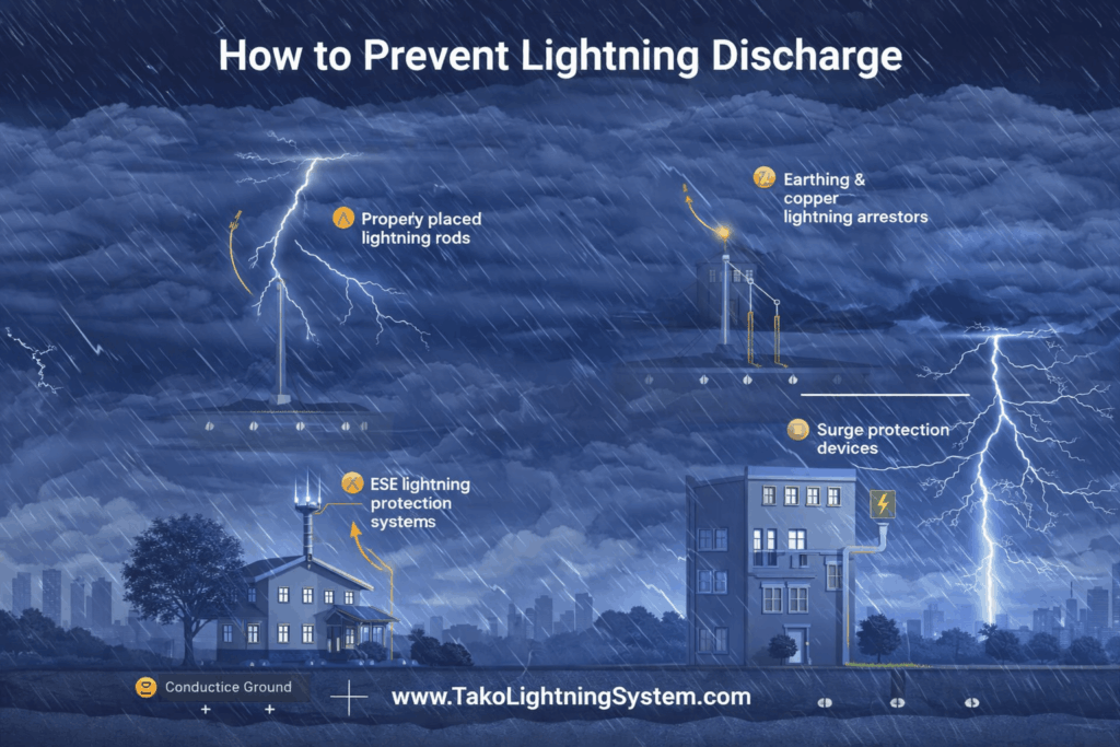 Lightining Method TAKO since 1979: Lightning Discharge Hazards & Protection Methods