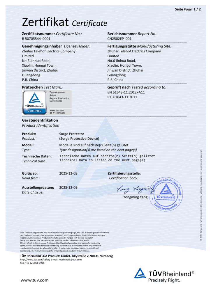 TUV Certified Telebahn Surge Protection Device