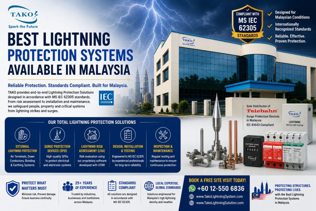 Best Lightning Protection Systems Available in Malaysia - TAKO 2 Best lightning protection systems available in Malaysia