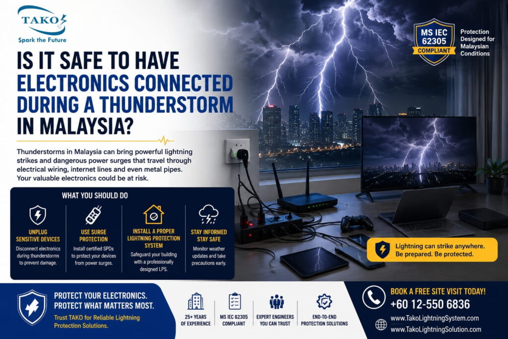 Is it safe to have electronics connected during a thunderstorm in Malaysia? 1 Is it safe to have electronics connected during a thunderstorm in Malaysia